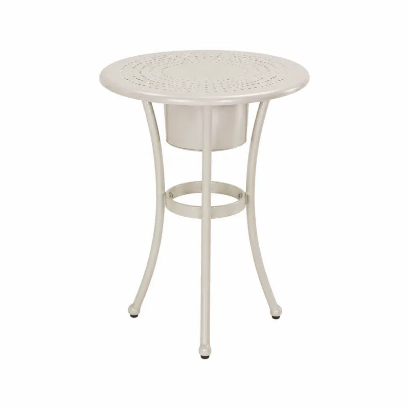 Okrągły stół zewnętrzny metalowy beżowy, średnica 60 cm